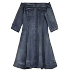 Pretty steps Abaya muslim long sleeve denim dress women casual