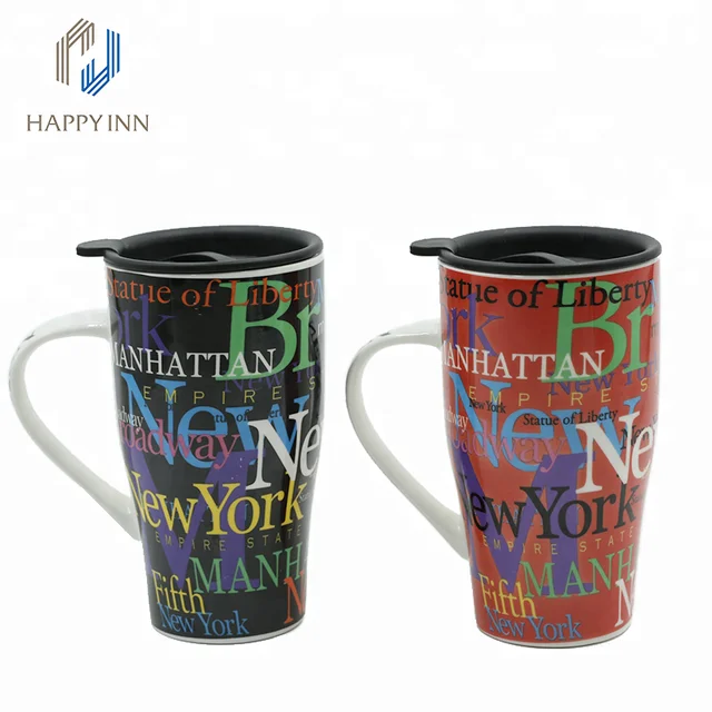 hot selling color mixed decal fired souvenir coffee mug