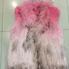 Winter Knit Rabbit Fur Vest Gilet Gradient Color Design for Women Wholesale