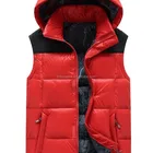 2016 Red Winter Sleeveless Duck Down Feather Hooded Vest