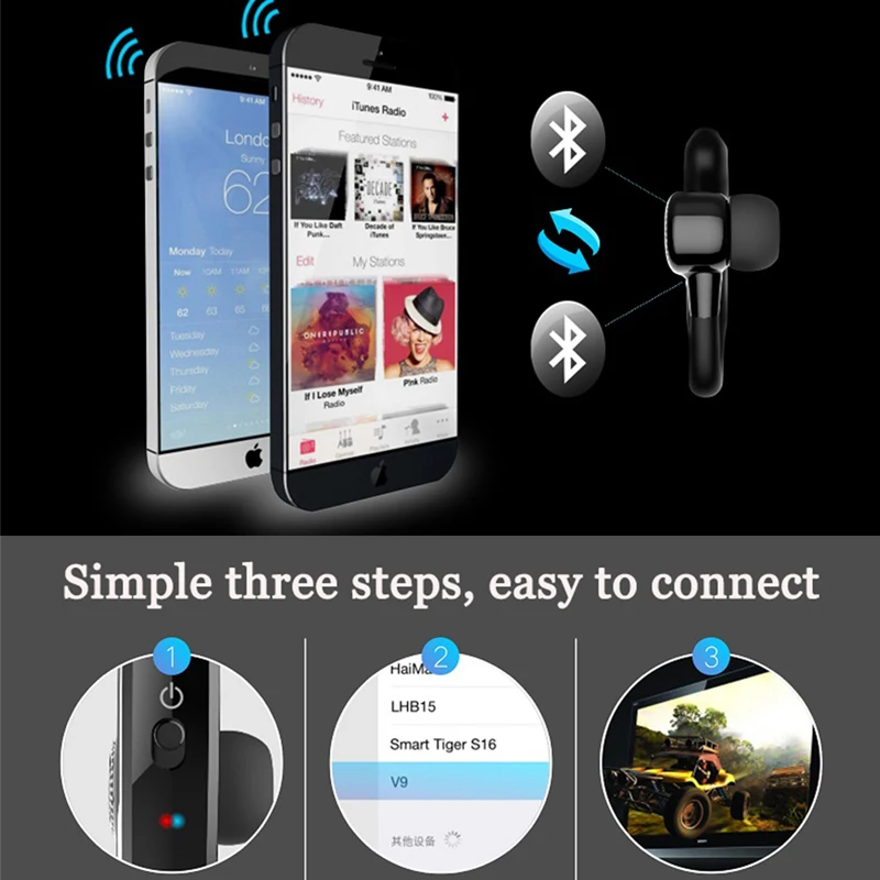 V9 Sport Earphone,True Wireless Single Business Earbud,Voice Control Call Driver Headset,Rotate With Mic Support OEM/ODM - ANKUX.COM
