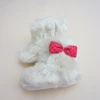 CT050 Hot sale new white velvet rose red bow decoration baby winter boots children's shoes