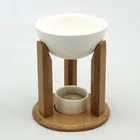 Wooden rounded Oil Burner ceramic aromatherapy oil burner