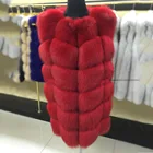 High Quality Winter 75cm Long Large Thick Black Real Fox Fur Vest Gilet for Women