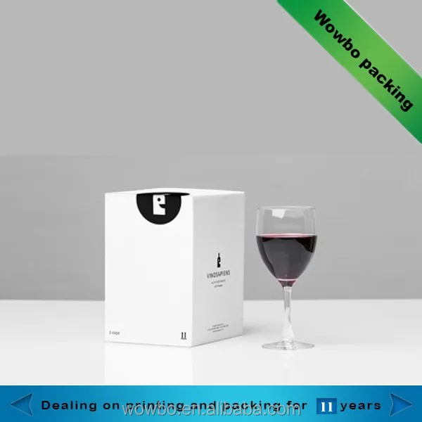 2016 top grade white cardboard wine glasses packing gift box