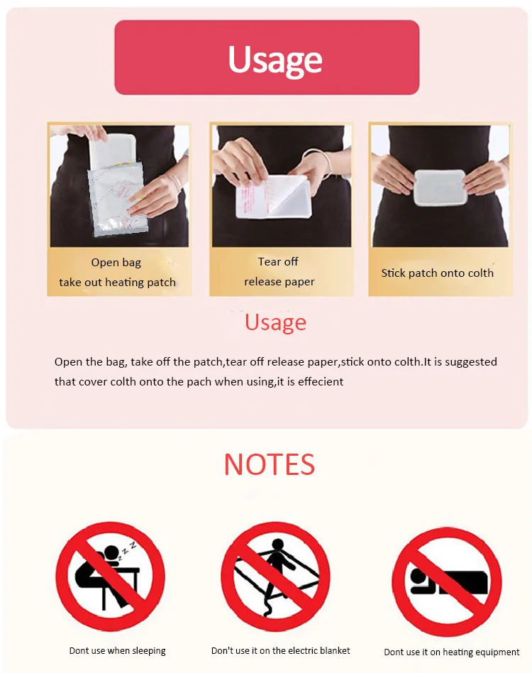 disposable instant magic medical menstrual full body warmer heat patch/heating warm womb hot pad for winter 4
