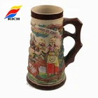 Best selling products classical antique ceramic engraved beer mug