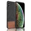 Vintage Denim Texture Two Color Slim PU Leather Protective Back Case Cover For iPhone XS