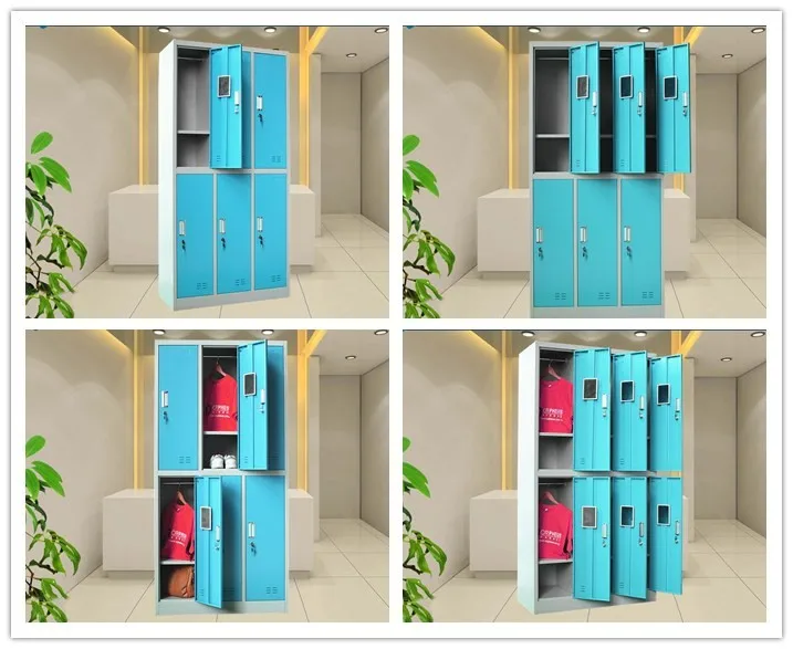General Use Gym Equipment 6 Compartment Clothes Steel Wardrobe