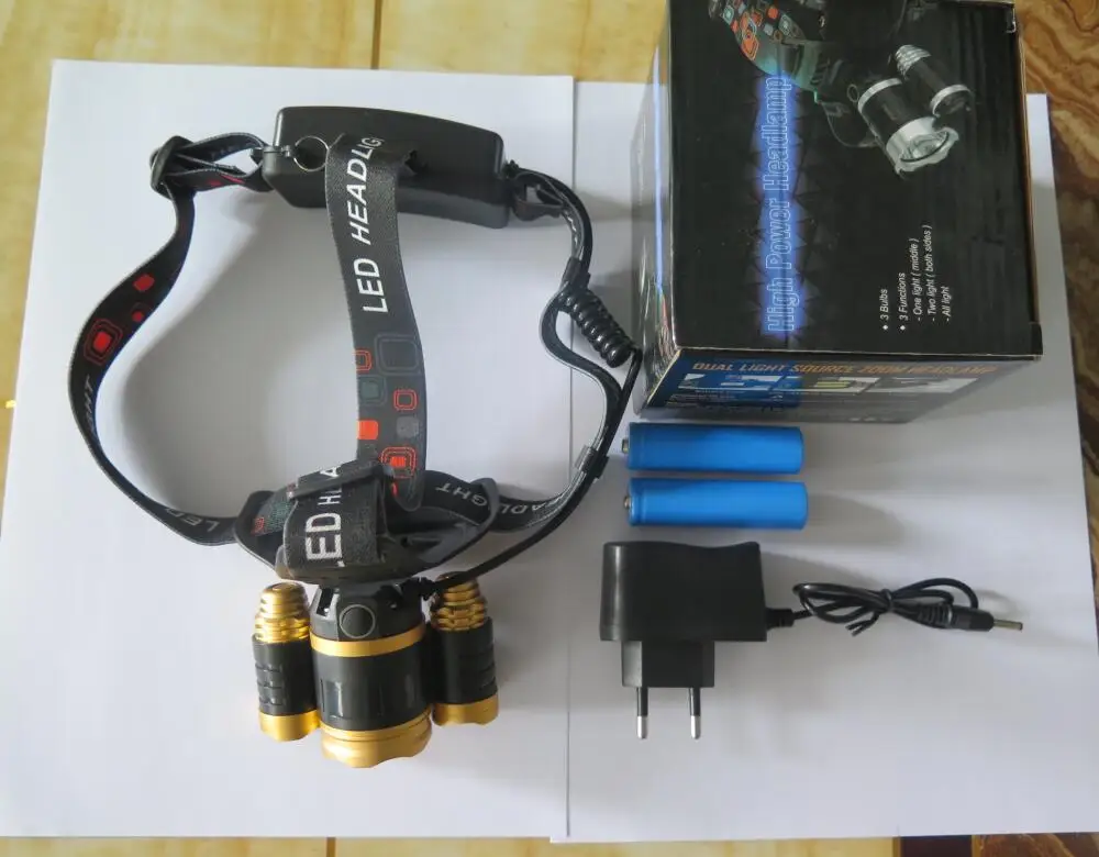 Gold XM-L T6 8000 Lumen LED Headlamp Headlight Caming Hunting Head Light Lamp 4 Modes led headlight 4