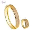 Fashion fancy indian bangles with rings two pieces sets champagne gold jewelry designs for women