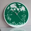 customized laser cut 5mm thick plexiglass black and green color wall mounted clock for home decoration
