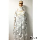 Hot Sale White Muslim Women Embroidery Chiffon Scarf for Wholesale