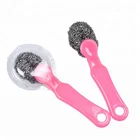 New Design Stainless Steel Scourer Pot Ball With Plastic Handle for Kitchen Cleaning