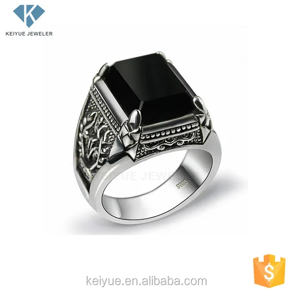 Оптовая продажа серебряное 8925 Кольцо черное каменное кольцо для мужчин, кольца мужчины