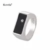 Hot Sale Simple Design Men Jewelry Plated Platinum Black Ring Male Wedding Finger Rings
