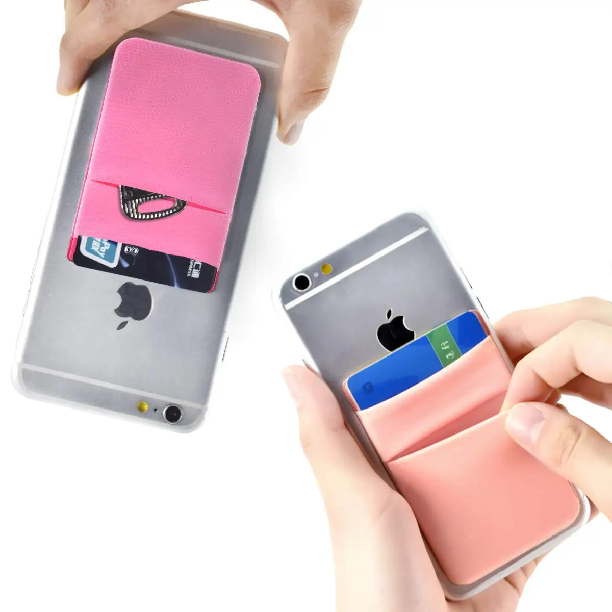 lycra card pocket with rfid blocker stick on mobile phone