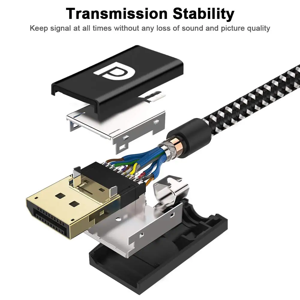 DisplayPort to HDMI Cable 6.6 Feet HDMI to DisplayPort Cable Nylon Braided DP to HDMI Cable for HDTV, Monitor, Projector - ANKUX.COM
