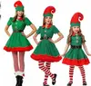 best seller wish list drop shipping Christmas Elves Women Halloween Long Sleeve Green Red Girl Dress KIDS Costume