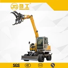 Rotating log grapple wood grabber and timer grab hydraulic excavator