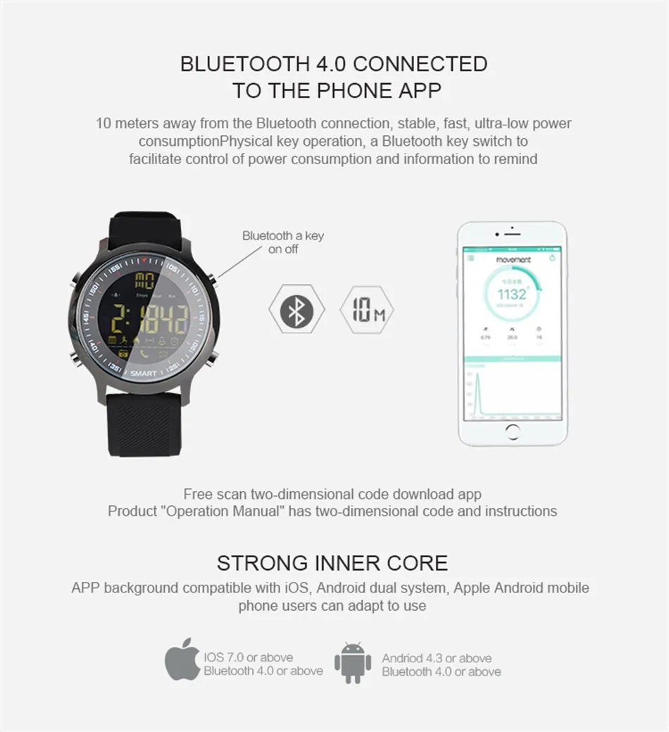 Original Makibes EX18 Sports Smart watch BT 4.0 Call reminder Remote control Stopwatch Pedometer 5 ATM Water Resistant (13)