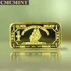 Hot selling product wholesale 1 Gram 999 Fine Silver Gold Plated Iron Ship Bar