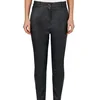 Jeans style stretch real leather down rise pants for women