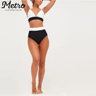 Wholesale Black Contrast High Waisted Sexy Women Bikini Bottoms