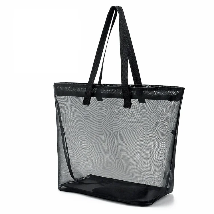 black mesh beach bag