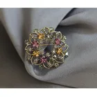 Wholesale Vintage Crystal Flower Wreath Broche Brooch pin Wedding Rhinestone Jewelry