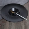 New Design High End Stoneware Round Spaghetti Dishes 11" Black Pasta Plate