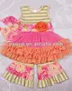 2014Hot Sale!Cheap Spring Cotton boutique clothes For Girls Baby Stripes Color Outfit With A Pettiskirt Set Kids 2 Pcs Clothing