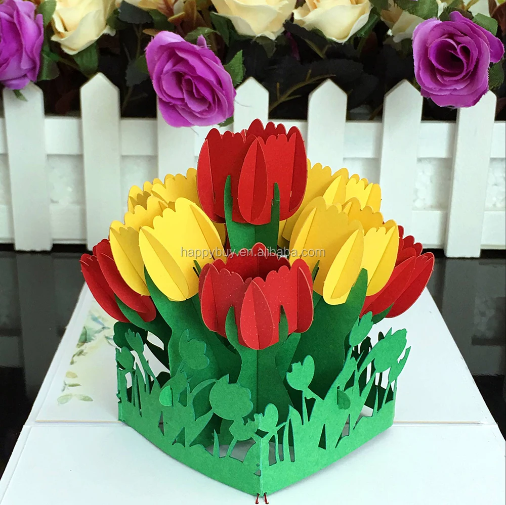 Tulip Yang Indah Bunga 3d Pop Up Kartu Ucapan Ulang Tahun Buy