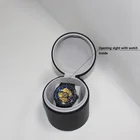 Wholesale luxury leather mens custom logo roll cylinder single watch box