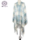 Plaid fring winter cotton 100% cashmere scarf made in india
