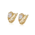 Star Hoop Earrings 94697 Personalized Zircon Copper Fashion Jewelry Simple Gold Plated Delicate Diamond Star Hoop Earrings