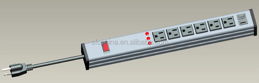 dual USB port UL 6 outlet power strip with surge protector