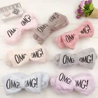 High quality simple design soft plush bowknot towel headband spa headband