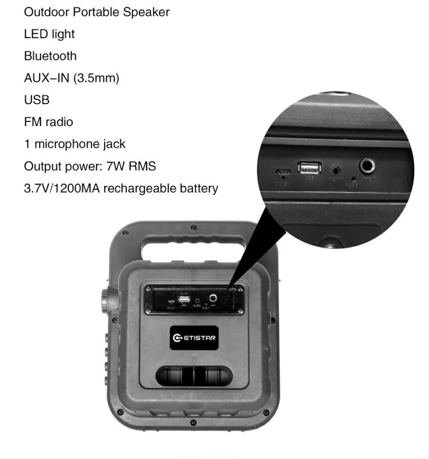 Portable bluetooth speaker with FM radio USB LINE IN recording outdoor speaker bluetooth - ANKUX.COM