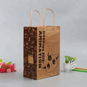 custom design gift paper kraft bag with handle for bread