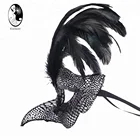 New Sequins Feather Carnival Mask Halloween Costumes Party Mask with Animal Beak - Silver