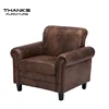 OEM Custom Vintage Microfiber Pu Fabric Upholstered Accent Lobby Armchair for Living Room and Office
