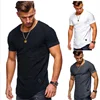 New Arrival Summer Men Slim Fit O Neck Ruffle Sleeve Muscle Fit Tee Shirts Casual Tops Henley T-shirt