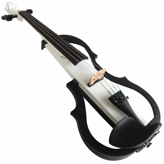 Solid Wood Silent Violin, Advanced Electric Art, Full Size, White and  Black, Ebony Fittings, Parts, 4/4