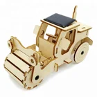 Solar Power Wooden 3D Road Roller Solar Toy