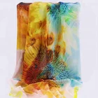 Factory direct sale different types large size silk long scarf,multi color sunflower printed customized 100% silk scarf