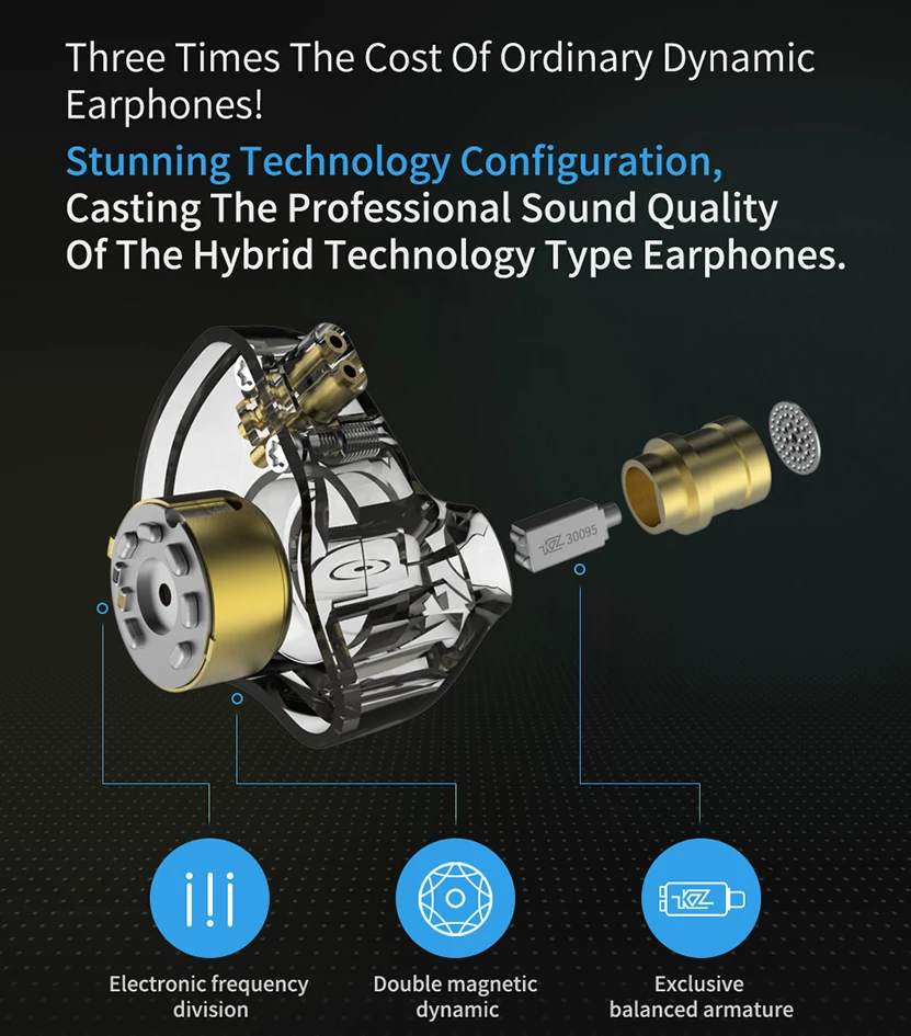 New Listing KZ ZSN Pro 1BA+1DD Hybrid technology HIFI Bass In Ear Metal Monitor Earphones - ANKUX.COM