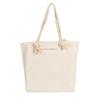 Woman Promotion Canvas Cotton Beach Rope Handle Tote Handbag custom cotton tote handbag
