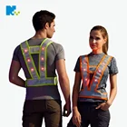 Lightweight Adjustable Flashing Reflective Strap Traffic LED reflective Vest safety with OEM logo