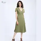 Custom Latest Design Plain Chiffon dress V Neck Plus Size Dress For Fat Women